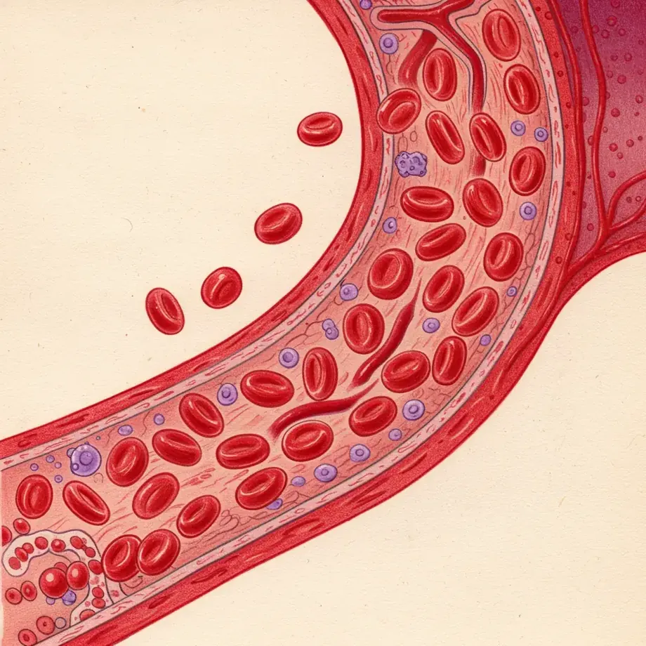 Illustration of a blood vessel cross-section, showing tissue layers