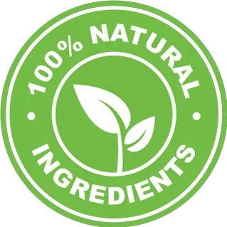 Seller artwork: a green 100 percent natural ingredients roundel