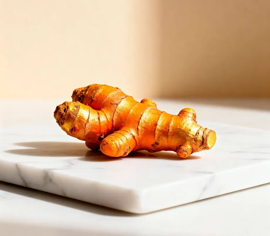 Fresh turmeric root, the part of Curcuma longa this label names
